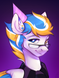 Size: 3024x4021 | Tagged: safe, artist:argigen, imported from derpibooru, oc, oc only, oc:alan techard, pegasus, pony, glasses, hat, high res, looking at you, party hat, simple background, solo