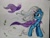 Size: 1008x756 | Tagged: safe, artist:josger1996, imported from derpibooru, trixie, pony, cape, clothes, hat, leaves, solo, traditional art, trixie's cape, trixie's hat, wind, windswept mane