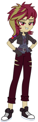 Size: 1024x3253 | Tagged: safe, artist:emeraldblast63, imported from derpibooru, sunset shimmer, bat pony, vampire, equestria girls, alternate hairstyle, bat ponified, boots, clothes, converse, gloves, motorcross, race swap, redesign, shimmerbat, shoes, simple background, solo, torn clothes, transparent background, vampire shimmer