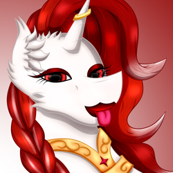 Size: 1160x1160 | Tagged: safe, artist:thebenalpha, imported from derpibooru, oc, oc:ryoku memori, alicorn, alicorn oc, ear fluff, haircut, horn, horn jewelry, horn ring, jewelry, lighthouse, lipstick, makeup, male, necklace, ring, stallion, tongue out, wings