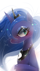 Size: 720x1280 | Tagged: safe, artist:jully-park, artist:jully-park0208, imported from derpibooru, princess luna, alicorn, pony, blushing, crown, cute, jewelry, lunabetes, peytral, regalia, solo