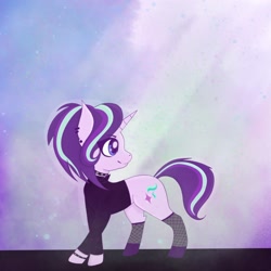 Size: 2048x2048 | Tagged: safe, artist:manta, artist:mantatsubasa_, imported from derpibooru, starlight glimmer, pony, unicorn, alternate hairstyle, choker, clothes, ear piercing, earring, edgelight glimmer, female, gameloft, goth, jewelry, mare, piercing, solo