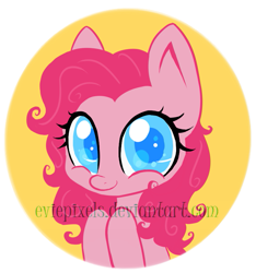 Size: 757x808 | Tagged: safe, artist:bunnini, imported from derpibooru, pinkie pie, earth pony, pony, bust, colored pupils, cute, diapinkes, female, mare, solo, watermark