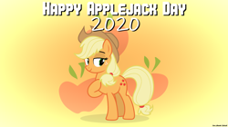 Size: 2560x1438 | Tagged: safe, artist:faze-alan-mskull2019, imported from derpibooru, applejack, earth pony, pony, applejack day, cute, female, mare, smiling, solo