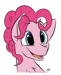 Size: 1280x1570 | Tagged: safe, artist:fakskis, imported from derpibooru, pinkie pie, earth pony, pony, bubble berry, chest fluff, eyebrows, eyebrows visible through hair, happy, male, open mouth, rule 63, simple background, smiling, solo, solo male, stallion, teeth, tongue out, white background