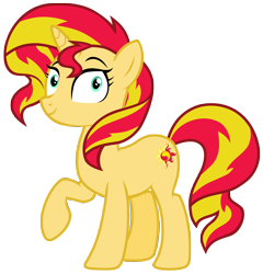 Size: 7000x7300 | Tagged: safe, artist:tardifice, imported from derpibooru, sunset shimmer, pony, unicorn, equestria girls, mirror magic, spoiler:eqg specials, absurd resolution, cutie mark, female, mare, raised hoof, simple background, smiling, solo, transparent background, vector