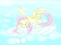 Size: 1600x1200 | Tagged: safe, artist:ashesdarkpony, imported from derpibooru, fluttershy, pegasus, pony, cloud, female, solo