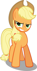 Size: 4286x8172 | Tagged: safe, artist:mrkat7214, imported from derpibooru, applejack, earth pony, pony, absurd resolution, applejack's hat, cowboy hat, evil grin, female, grin, hat, looking at you, mare, simple background, smiling, smirk, solo, transparent background, vector