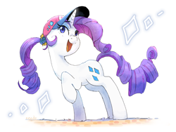 Size: 1600x1200 | Tagged: safe, artist:fuyugi, artist:nendo, imported from derpibooru, rarity, pony, unicorn, cap, cute, female, hat, mare, open mouth, raribetes, simple background, solo, white background