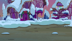 Size: 1280x720 | Tagged: safe, imported from derpibooru, screencap, a hearth's warming tail, background, no pony, ponyville, scenic ponyville, snow, winter