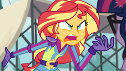 Size: 1920x1080 | Tagged: safe, imported from derpibooru, screencap, sci-twi, sunset shimmer, twilight sparkle, equestria girls, friendship games, angry, caption, exploitable meme, image macro, meme, shrunken pupils, sunset yells at twilight, text
