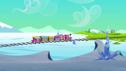 Size: 1280x720 | Tagged: safe, imported from derpibooru, screencap, the times they are a changeling, background, crystal empire, no pony, ponyville express, scenic ponyville