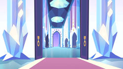 Size: 1280x720 | Tagged: safe, imported from derpibooru, screencap, the times they are a changeling, architecture, background, crystal castle, crystal empire, liminal space, no pony, scenic ponyville