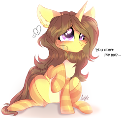 Size: 3648x3500 | Tagged: safe, artist:lazuli, artist:mint-light, imported from derpibooru, oc, oc only, pony, unicorn, clothes, commission, crying, cute, heartbreak, horn, ocbetes, raised hoof, sad, signature, simple background, socks, solo, striped socks, talking, unicorn oc, white background, ych result