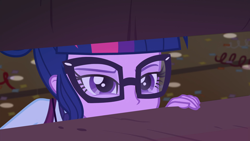 Size: 1920x1080 | Tagged: safe, imported from derpibooru, screencap, sci-twi, twilight sparkle, equestria girls, friendship games, female, glasses, sci twi is watching you, solo, soon