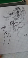 Size: 688x1416 | Tagged: safe, artist:kiwwsplash, imported from derpibooru, oc, oc only, pony, graph paper, lineart, reference sheet, scorpion tail, traditional art