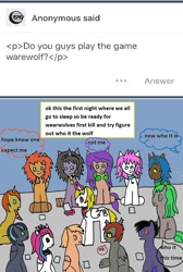 Size: 674x1001 | Tagged: safe, artist:ask-luciavampire, imported from derpibooru, oc, earth pony, pegasus, pony, unicorn, vampire, vampony, ask, ask ponys gamer club, ask-ponys-gamer-club, card game, tumblr