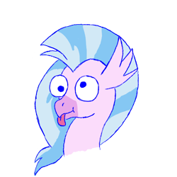 Size: 500x500 | Tagged: safe, artist:solardoodles, imported from derpibooru, silverstream, hippogriff, :p, derp, simple background, solo, tongue out, transparent background