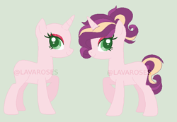 Size: 658x456 | Tagged: safe, artist:lavaroses, artist:selenaede, imported from derpibooru, oc, oc only, pony, unicorn, base used, deviantart green, female, green background, mare, offspring, parent:big macintosh, parent:rarity, parents:rarimac, simple background, solo, watermark