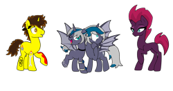 Size: 1826x967 | Tagged: safe, artist:icey-wicey-1517, artist:icicle-wicicle-1517, artist:kb-gamerartist, color edit, edit, imported from derpibooru, fizzlepop berrytwist, tempest shadow, oc, oc:elizabat stormfeather, oc:trail blazer (ice1517), alicorn, bat pony, bat pony alicorn, pony, unicorn, adult blank flank, alicorn oc, anklet, armband, bat pony oc, bat wings, bisexual, blank flank, blank flank tempest, bracelet, broken horn, canon x oc, choker, collaboration, colored, duality, ear piercing, earring, elizablazer, elizablazershadow, eye scar, female, happy birthday mlp:fim, horn, hug, jewelry, lesbian, lip bite, male, mare, mlp fim's tenth anniversary, one eye closed, open mouth, piercing, polyamory, raised eyebrow, raised hoof, raised leg, scar, self paradox, shipping, simple background, stallion, stormshadow, straight, tattoo, transparent background, wall of tags, wings, wink