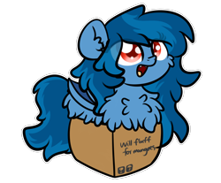 Size: 3250x2688 | Tagged: safe, artist:kimjoman, artist:php142, artist:purpleflix, imported from derpibooru, oc, oc:tazzee, bat pony, fluffy pony, pony, bat pony oc, bat wings, box, cute, fluffy, pony in a box, wings