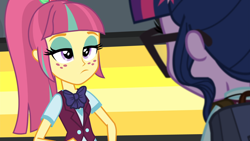 Size: 1920x1080 | Tagged: safe, imported from derpibooru, screencap, sci-twi, sour sweet, twilight sparkle, equestria girls, friendship games, unamused