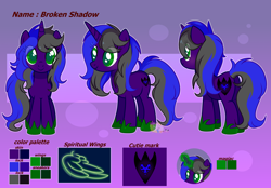 Size: 6120x4248 | Tagged: safe, artist:2pandita, imported from derpibooru, oc, oc only, oc:broken shadow, pony, unicorn, absurd resolution, female, mare, reference sheet, solo