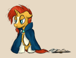 Size: 1220x938 | Tagged: safe, artist:ahorseofcourse, sunburst, unicorn, solo, tired