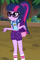 Size: 532x790 | Tagged: safe, imported from derpibooru, screencap, sci-twi, twilight sparkle, equestria girls, legend of everfree, camp everfree outfits, cropped, shrug, solo