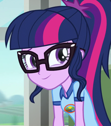 Size: 878x996 | Tagged: safe, imported from derpibooru, screencap, sci-twi, twilight sparkle, equestria girls, legend of everfree, camp everfree outfits, cropped, smiling, solo