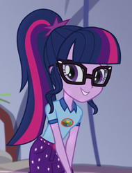 Size: 706x930 | Tagged: safe, imported from derpibooru, screencap, sci-twi, twilight sparkle, equestria girls, legend of everfree, camp everfree outfits, cropped, smiling, solo