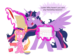 Size: 6000x4500 | Tagged: safe, artist:chub-wub, imported from derpibooru, luster dawn, twilight sparkle, alicorn, pony, unicorn, lesson zero, the last problem, airpods, bowl, cellphone, chips, cross-popping veins, duo, feather, female, food, friendship lesson, friendship report, glowing horn, here we go again, history repeats itself, horn, iphone, levitation, magic, mare, messy mane, millennial luster dawn, nintendo, nintendo switch, older, older twilight, open mouth, panicking, paper, phone, princess twilight 2.0, quill, raised hoof, simple background, sitting, smartphone, soda, stressed, telekinesis, this will end in detention, transparent background, twilight sparkle (alicorn), twilighting