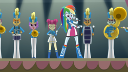 Size: 1920x1080 | Tagged: safe, imported from derpibooru, screencap, majorette, rainbow dash, sweeten sour, equestria girls, friendship games, background human, chs rally song, female, unnamed character, unnamed human