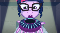 Size: 1920x1080 | Tagged: safe, imported from derpibooru, screencap, sci-twi, twilight sparkle, equestria girls, friendship games, clothes, creepy, dead ringer, female, glasses, holding, lab coat, magic capture device, solo