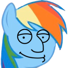 Size: 224x224 | Tagged: safe, edit, edited screencap, imported from derpibooru, screencap, rainbow dash, pony, stranger than fan fiction, background removed, cursed image, faic, family guy, joe swanson, not salmon, simple background, solo, transparent background, wat