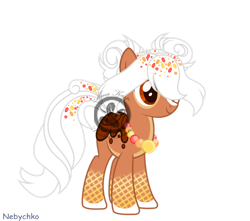 Size: 1280x1133 | Tagged: safe, artist:keeka-snake, imported from derpibooru, oc, oc only, food pony, original species, pony, female, food, mare, obtrusive watermark, ponified, simple background, solo, transparent background, watermark