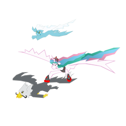 Size: 894x894 | Tagged: safe, artist:gatesmccloud, imported from derpibooru, fleetfoot, gustave le grande, princess celestia, alicorn, griffon, pegasus, pony, alternate universe, clothes, cmc 10k, corrupted, corrupted celestia, crown, crystal kingdom, crystalbolts, crystalestia, crystalfoot, crystave le grand, crystave le grande, dark magic, female, flying, hoof shoes, horn, jagged horn, jewelry, magic, peytral, possessed, possession, possesstia, queen crystalestia, regalia, shoes, simple background, tiara, transparent background, trio