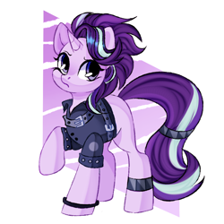 Size: 1000x1000 | Tagged: safe, artist:thieftea, imported from derpibooru, starlight glimmer, pony, unicorn, alternate hairstyle, clothes, edgelight glimmer, gameloft, goth, missing cutie mark, punk, solo