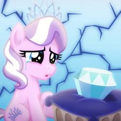 Size: 2048x2048 | Tagged: safe, artist:whitequartztheartist, imported from derpibooru, diamond tiara, earth pony, pony, crusaders of the lost mark, crying, diamond, jewelry, solo, the pony i want to be, tiara