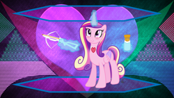 Size: 3840x2160 | Tagged: safe, artist:anime-equestria, artist:laszlvfx, edit, imported from derpibooru, princess cadance, alicorn, pony, :3, crossbow, cupid, cute, cutedance, female, heart, high res, levitation, magic, mare, solo, telekinesis, wallpaper, wallpaper edit