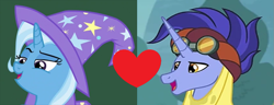 Size: 939x360 | Tagged: safe, edit, edited screencap, imported from derpibooru, screencap, hoo'far, trixie, road to friendship, female, male, shipping, shipping domino, straight, trixfar