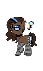 Size: 1024x1676 | Tagged: safe, artist:kb-gamerartist, imported from derpibooru, oc, oc only, oc:blueberry oatmeal, earth pony, pony, choker, clothes, ear piercing, earring, female, glasses, grin, jewelry, mare, multicolored hair, necklace, piercing, raised hoof, simple background, smiling, socks, solo, striped socks, transparent background