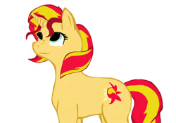 Size: 1000x700 | Tagged: safe, artist:darestorm, imported from derpibooru, sunset shimmer, pony, unicorn, eyelashes, female, looking up, mare, simple background, smiling, solo, white background