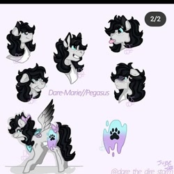 Size: 720x720 | Tagged: safe, alternate version, artist:darestorm, imported from derpibooru, oc, oc only, pegasus, pony, :p, bust, female, mare, paw prints, pegasus oc, signature, simple background, smiling, solo, tongue out, white background, wings