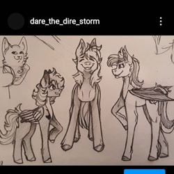 Size: 720x720 | Tagged: safe, artist:darestorm, imported from derpibooru, oc, oc only, bat pony, pegasus, pony, bat pony oc, bat wings, colored hooves, lineart, pegasus oc, raised hoof, smiling, traditional art, wings