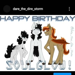 Size: 720x720 | Tagged: safe, alternate version, artist:darestorm, imported from derpibooru, oc, oc only, bat pony, pegasus, pony, bat pony oc, bat wings, colored hooves, happy birthday, pegasus oc, raised hoof, smiling, wings