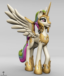 Size: 3200x3800 | Tagged: safe, artist:teonanakatle, imported from derpibooru, princess celestia, pony, 3d, armor, solo