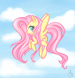 Size: 3893x4014 | Tagged: safe, artist:yasikins, imported from derpibooru, fluttershy, pegasus, pony, cloud, cute, female, flying, heart eyes, high res, mare, profile, shyabetes, sky, solo, wingding eyes