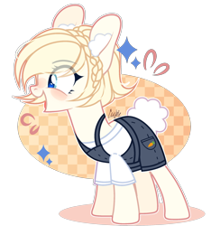 Size: 1956x2091 | Tagged: safe, artist:lazuli, artist:mint-light, imported from derpibooru, oc, oc only, earth pony, pony, blushing, bunny tail, clothes, commission, earth pony oc, open mouth, overalls, signature, simple background, smiling, solo, transparent background, ych result