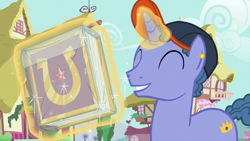 Size: 1280x720 | Tagged: safe, imported from derpibooru, screencap, royal gambit, pony, unicorn, fame and misfortune, book, magic, male, plastic, ponyville, solo, stallion, telekinesis